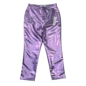 Happy X Nature Kate Hudson Lilac Shiny Metallic High Waisted Pants Size 14 NWT